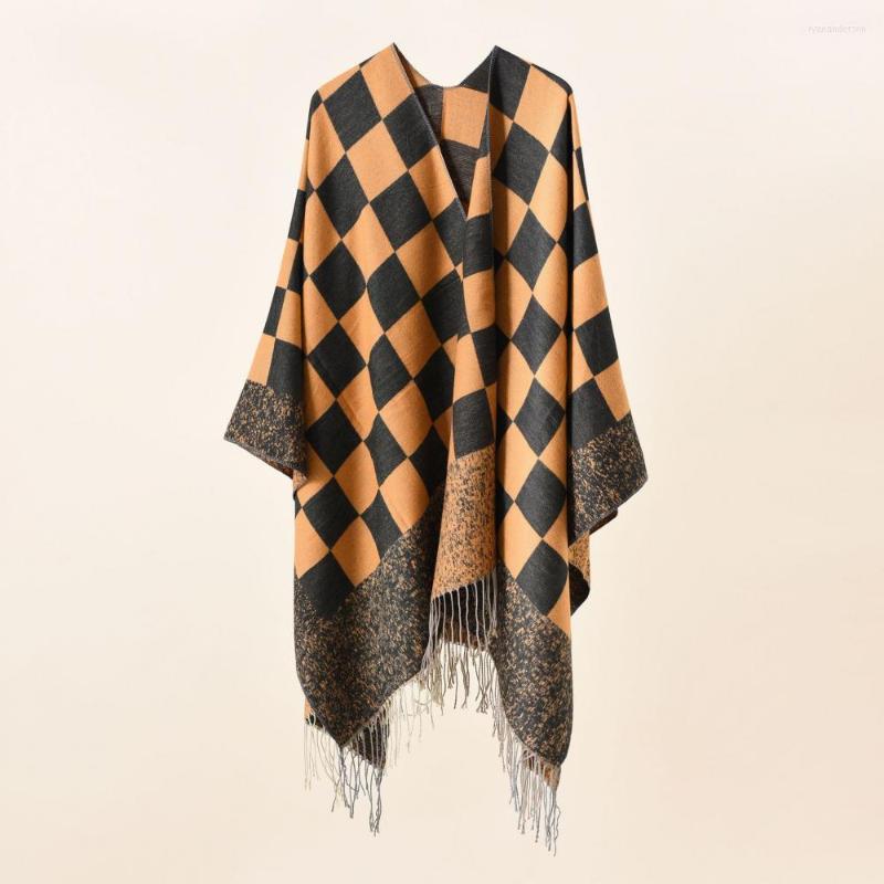 

Scarves Woman Cape Thick Classic Pcrinted Coat 2023 Poncho Female Shawl Scarf Cloak Lady Loose Big Pendulum Warm Cardigan
