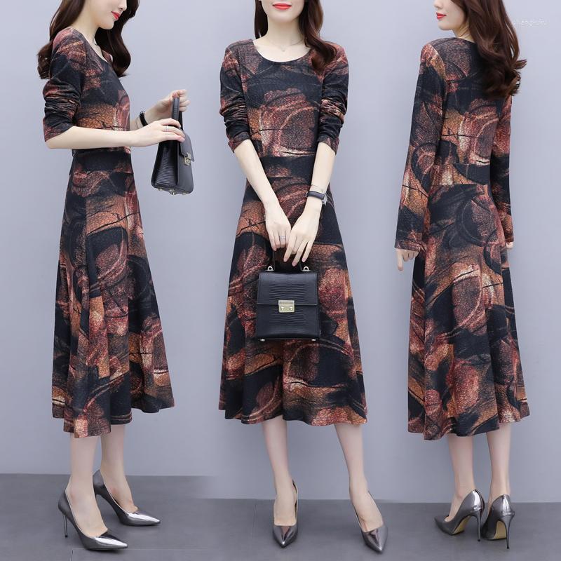 

Casual Dresses 2023 Spring Fashion Slim Vestidos De Festa Retro Printed Robe Femme Pastel Dress Female Womens Clothing, As photo