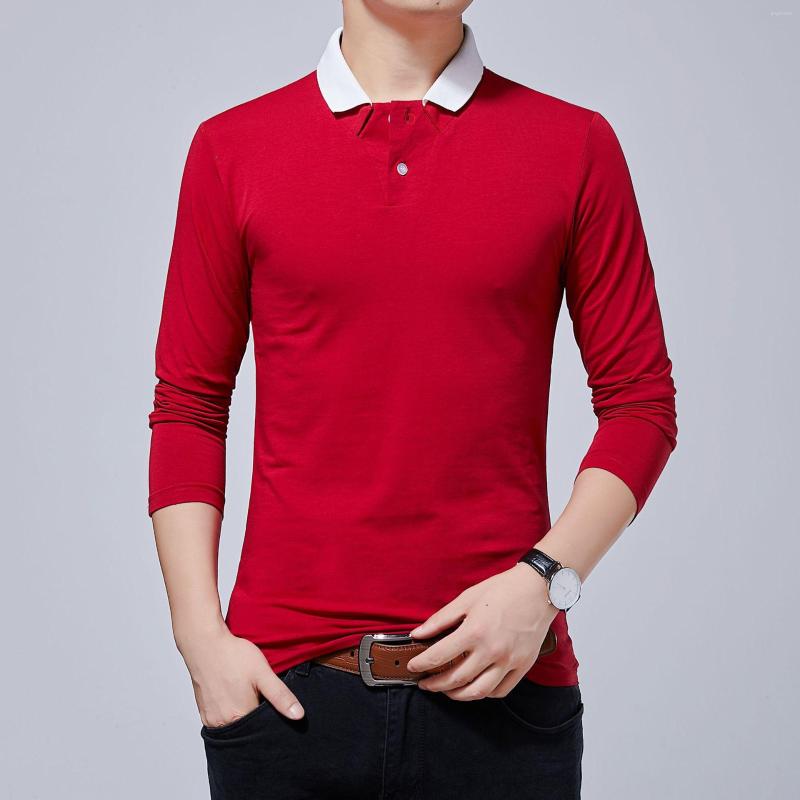 

Men's Polos Mens Fashion Cotton Plus Size Long Sleeves Autumn Slim Hombre Business Casual Brand Polo 5XL Masculino Shirts, Black