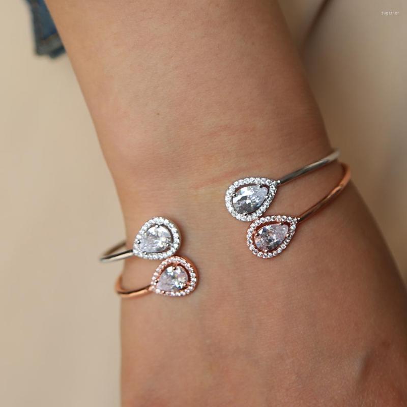 

Link Bracelets Fashion Bangle For Women Brincos Silver Color Jewelry Pear Charms Zirconia Brinco Para As Mulheres Oorbellen Rose Gold Colors