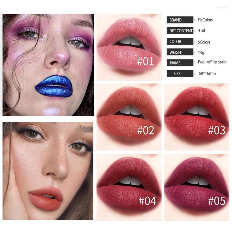 

Lip Gloss 5 Colors Matte Fog Surface Tear Off Glaze Waterproof Liquid Lipstick Makeup Peel, 04