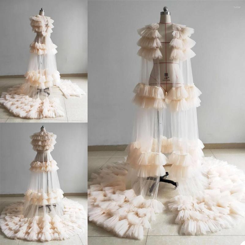 

Women's Sleepwear Sexy Elegant Women Pajamas V Neck Tiered Bathrobe With Belt For Po Shoot Dress Party Evening Wedding Nightgown, Gray