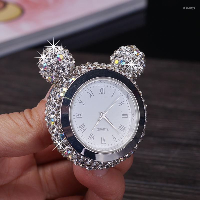 

Interior Decorations Car Ornament Crystal Clock Auto Watch Air Freshener Automobiles Decor Rhinestone Vents Clip Accessorie