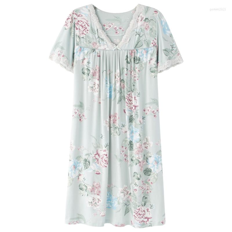 

Women's Sleepwear Casual Women Ladies Green V Neck Sleep Dress Home Nightwear Night Gown Floral Shirt Long Elegant, 113