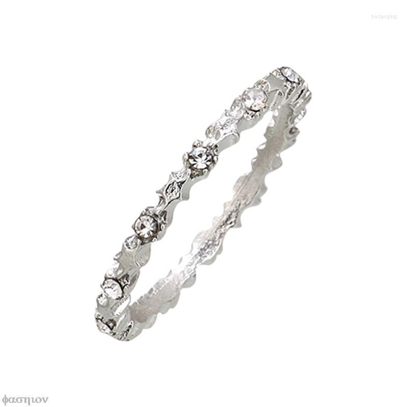 

Wedding Rings Cute Star Zircon Thin Ring Silver Color Korea Fashion Alloy Party Finger Lover's Engagement Accessories For Women