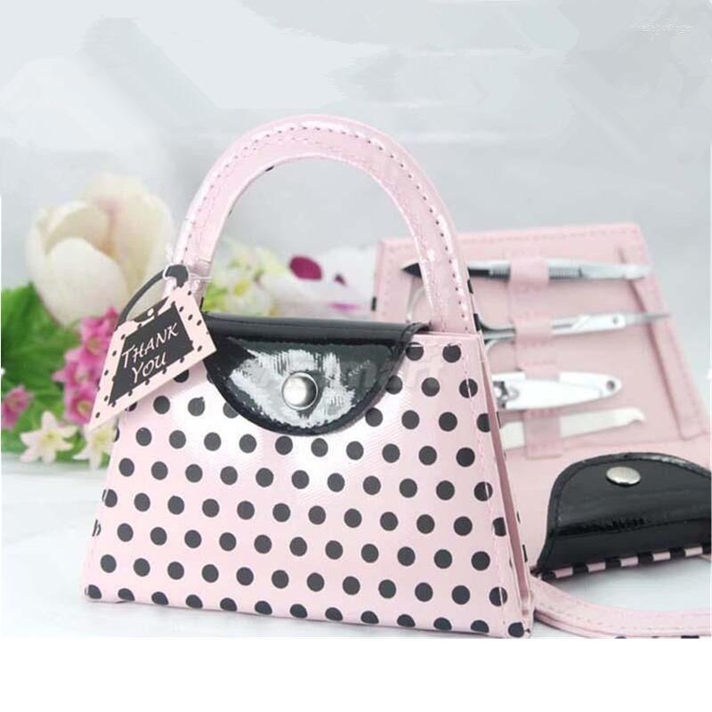 

Nail Art Kits Wedding Favor Gift Pink Polka Purse Manicure Set Pedicure LX5622