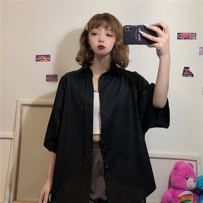 

Women' Blouses Shirts Blouse Women Women' Short-Sleeved Shirt Loose Summer Blusas Ropa De Mujer 230203, Black