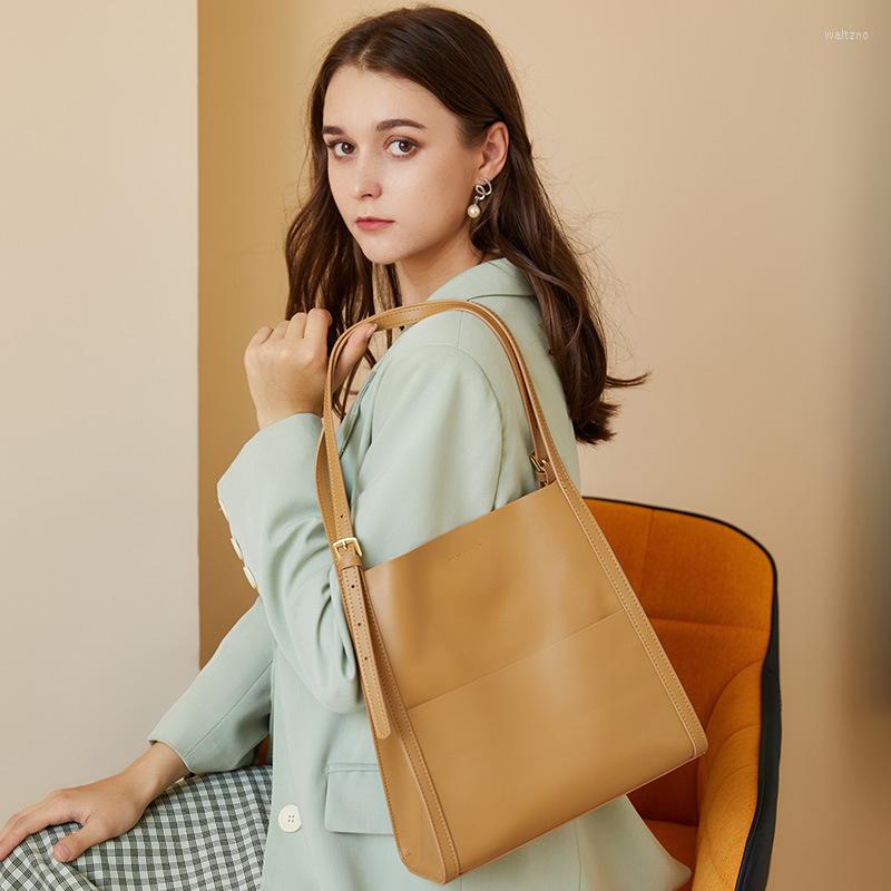 

Evening Bags Fashion Bucket For Women Split Leather Handbag Female Soft Cowhide Lady Shoulder Bag Niche Design Solid Color Commute Totes, Black