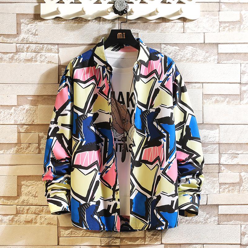 

Men's Casual Shirts Print Men's Spring And Autumn Long Sleeve Shirt Youth Slim Fashion Port Style Loose Collar Top M-5XL, 3032