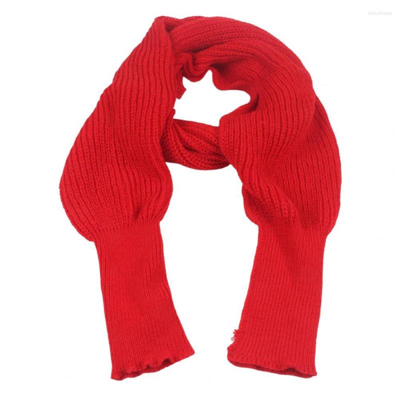 

Scarves Women Winter Scarf Long Sleeves Knitting Solid Color Soft Elastic Keep Warm Lightweight American Style Lady Shawl For Students