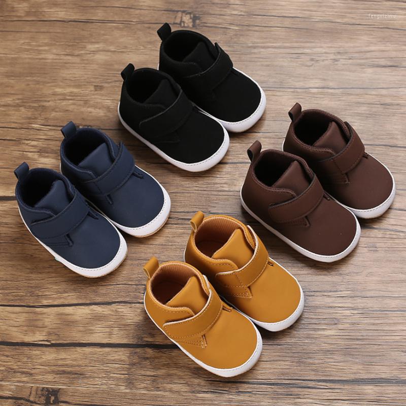 

First Walkers Spring And Autumn Born Baby Shoes -1 Year Old Boy Soft Bottom Casual Pu Lace Up Non Slip Solid Color Walking, Brown