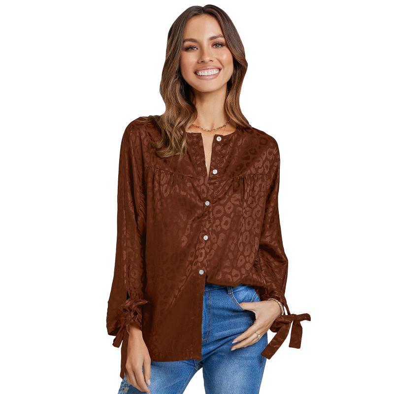 

Women' Blouses & Shirts Bowknot Long Sleeve O-neck Women Autumn Button Down Blouse Office Lady Polka Dot Print Casual 2023 SpringWomen' Wo