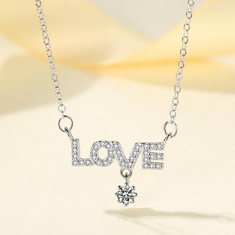 

Chains 925 Sterling Silver Letter Love Charm Necklaces & Pendants Choker Necklace For Women Girls Statement Wedding Party Jewelry