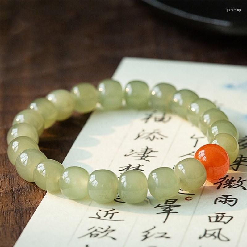 

Link Bracelets Fashion Hetian Jade Lotus On Hand Jewelry Women Bracelet Women's