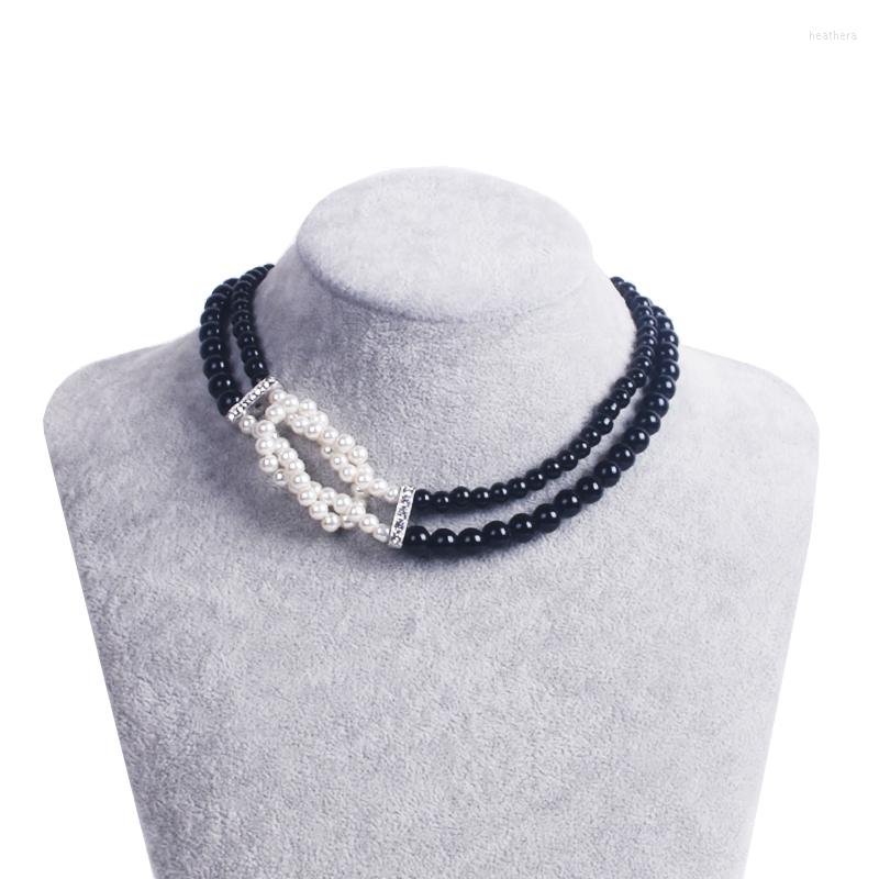 

Choker HOWAWAY Round Imitation Pearl Necklace Multi Strands 20s Flapper Black And White Themed Party