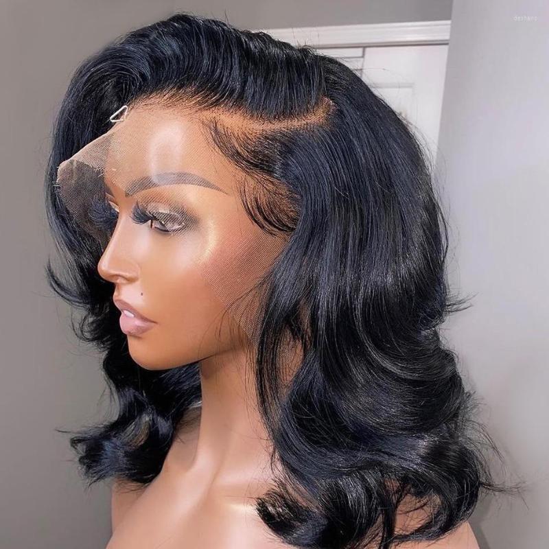 

13x6 Body Wave Lace Frontal Bob Wig 13x4 Human Hair Wigs Remy 250% Density Short Water 4x4 Closure For Women, 4x4 lace wig