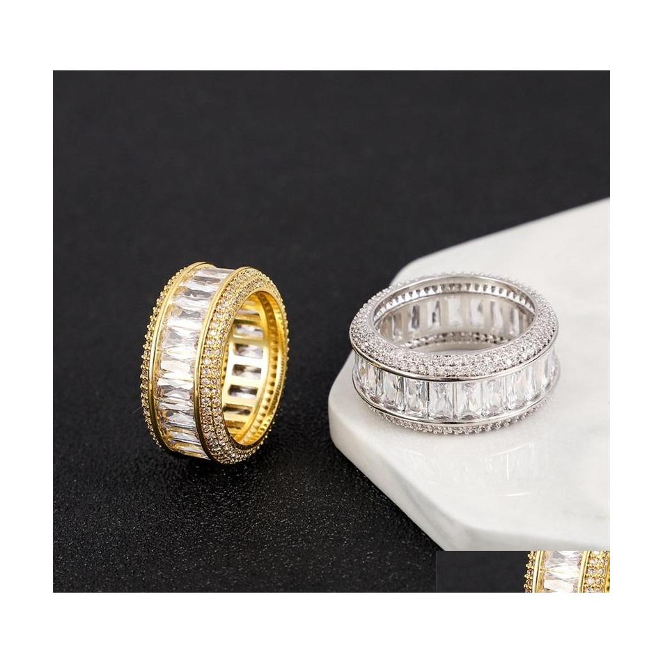 

Band Rings White 18K Hip Hop Cz Ring Jewelry Zirconia Luxury Cubic Gold Diamond Blingbling Men For Set Fashion Finger Fl Ne 546 Drop Dhe3E