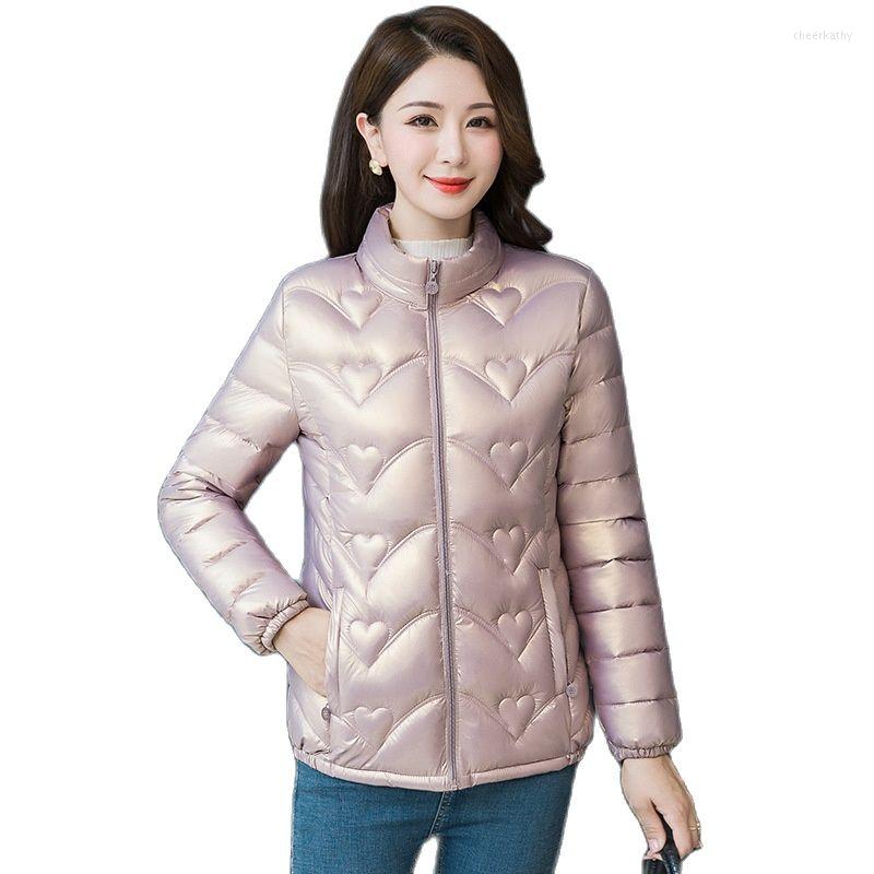 

Women's Trench Coats Fashion 2023 Short Down Cotton Padded Jackets Winter Parka Slim Women Coat Stand Collar Long Sleeve Solid Mother, White