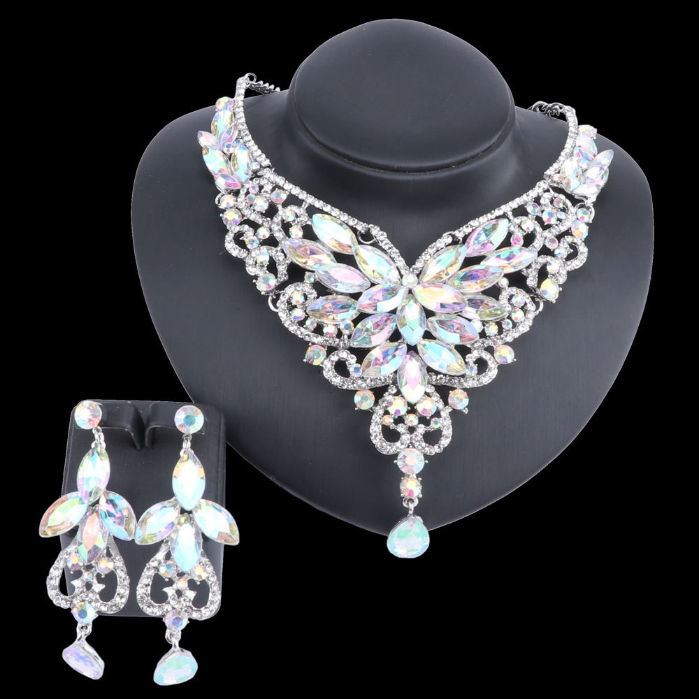 

Wedding Jewelry Sets Design Colorful Austria Crystal Set For Women Pendant NecklaceEarringsBracelet Butterfly Jewellery 230203