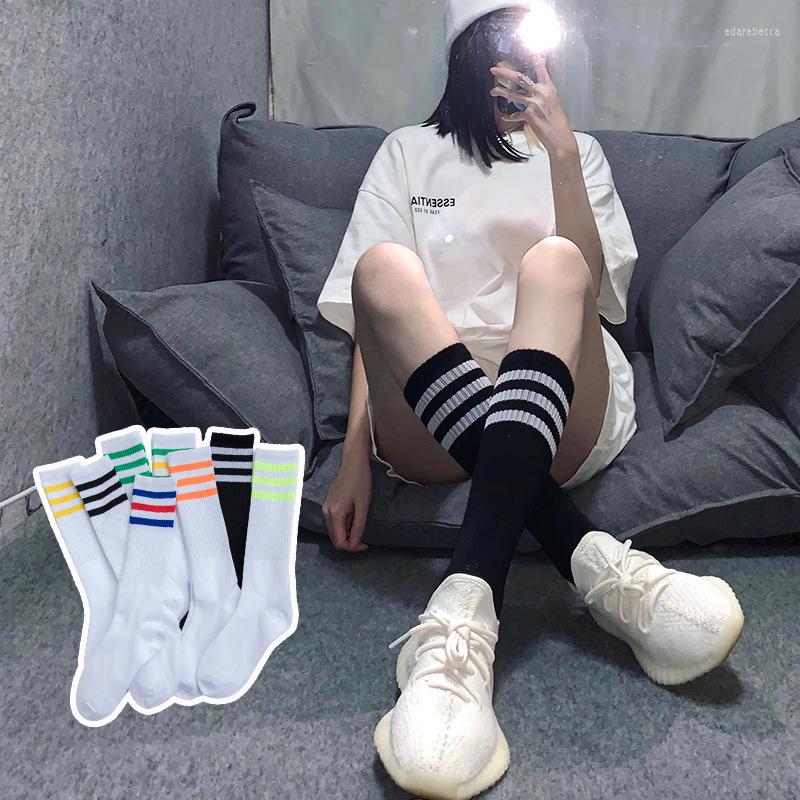 

Women Socks Student Men/Women 3 Three Stripes Cotton Retro Old School Hiphop Skate Long Short Meias Harajuku White Black Striped Sock