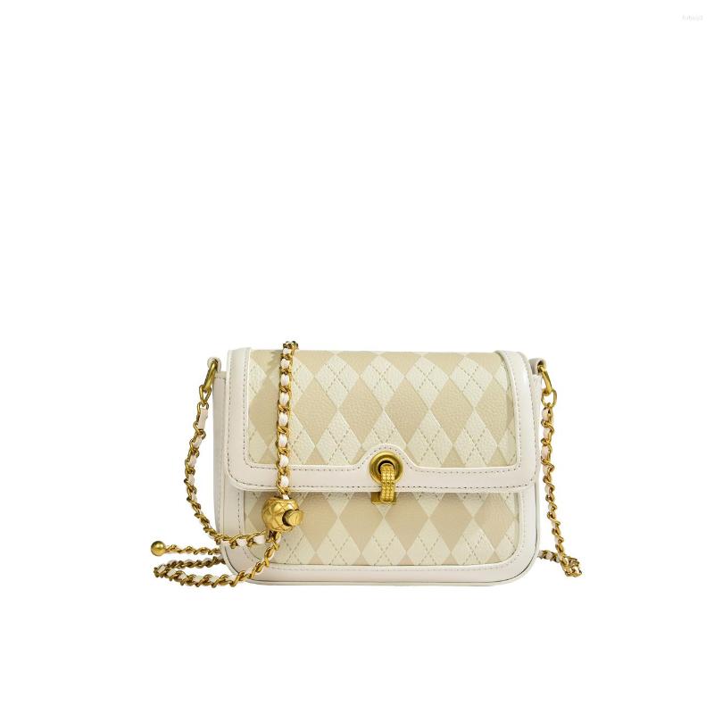 

Duffel Bags Maxdutti Gold Chain Fashion Texture Messenger Bag Women England Style Office Lady Geometric Printing Casual Square, Pink