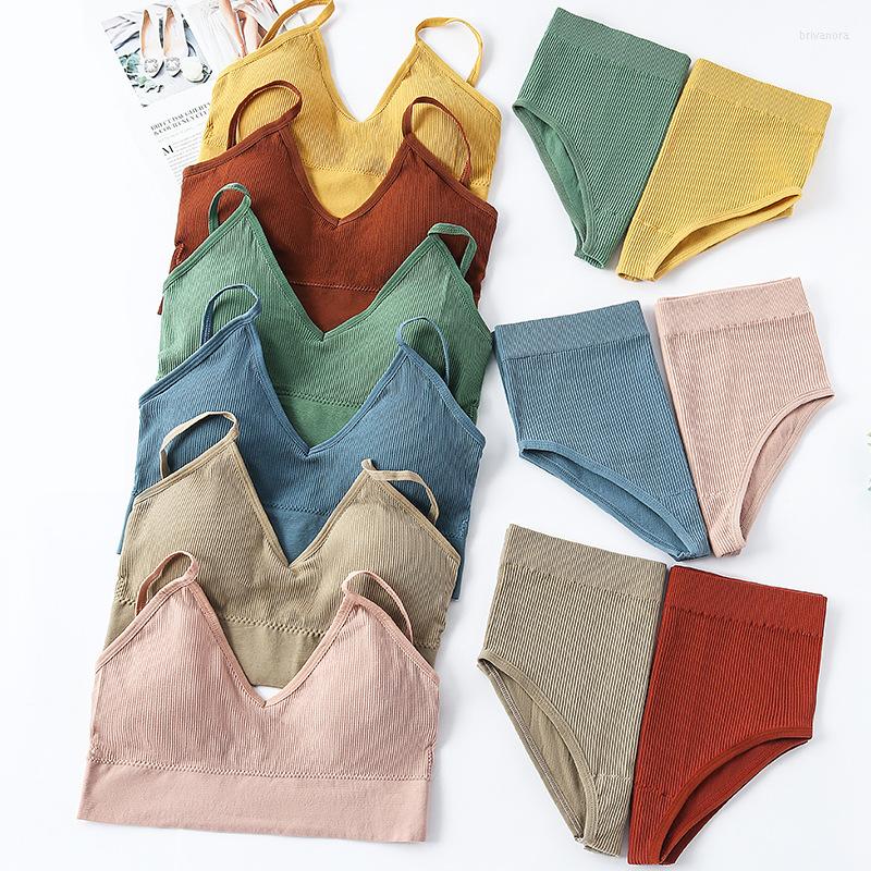 

Bras Sets Sexy Women Bra Set Deep V Seamless Female Fitness Lingerie Crop Top Thin Pantys Kit Low Wasit Soft Brassiere Underwear, Black