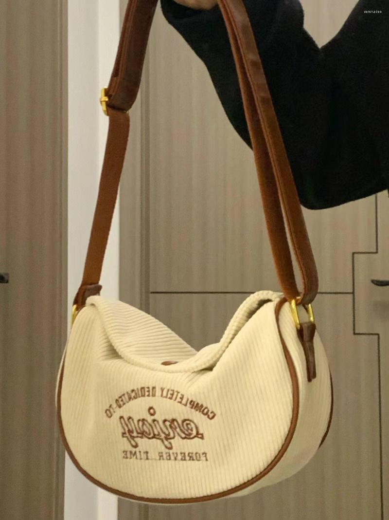 

Evening Bags Letter Embroidery Women Crossbody Bag Fashion Corduroy Ladies Small Shoulder Vintage Female Casual Tote Purse Handbags, Beige