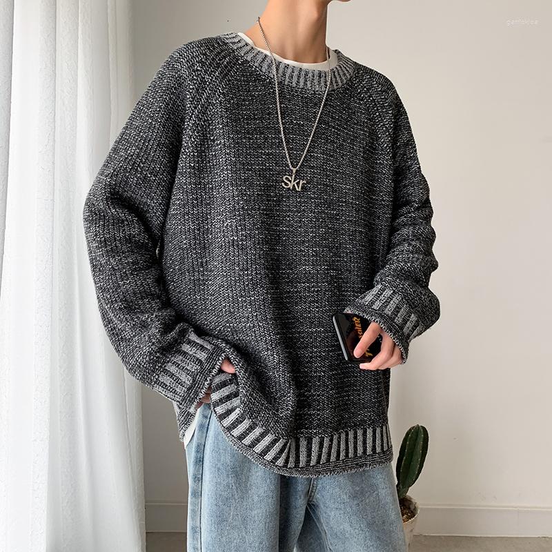 

Men's Sweaters Winter Sweater Men Warm Fashion Solid Color Casual O-neck Pullover Man Streetwear Wild Loose Long-sleeved, Khaki