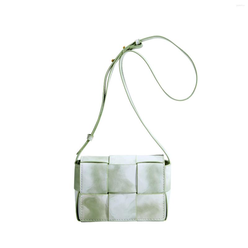 

Duffel Bags Maxdutti Leather Square Bag Women Ins Fashion Blogger Retro Weave Tie-dyed Casual Single Shoulder, Black