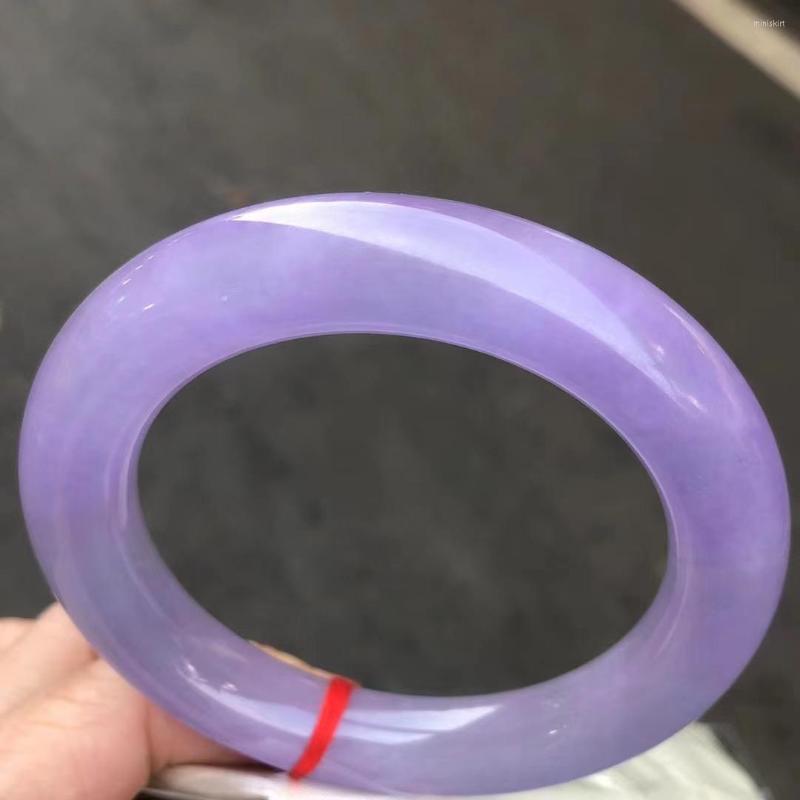 

Bangle Natural Myanmar Jadeite Round Bar Real Purple Jade Stone For Woman Temperament Bracelets
