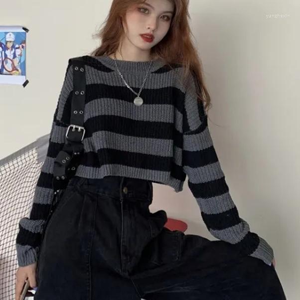 

Women' Sweaters Knitting Sexy Cropped Sweater And Jumper Tops Pullovers Casual Womens Long Sleeve All-match Elastic Goth, Black