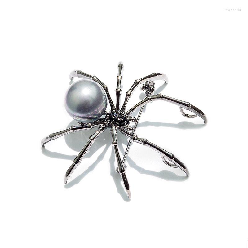 

Brooches Exquisite Spider Brooch Retro Big Pearl Coat Suit Animal Accessories