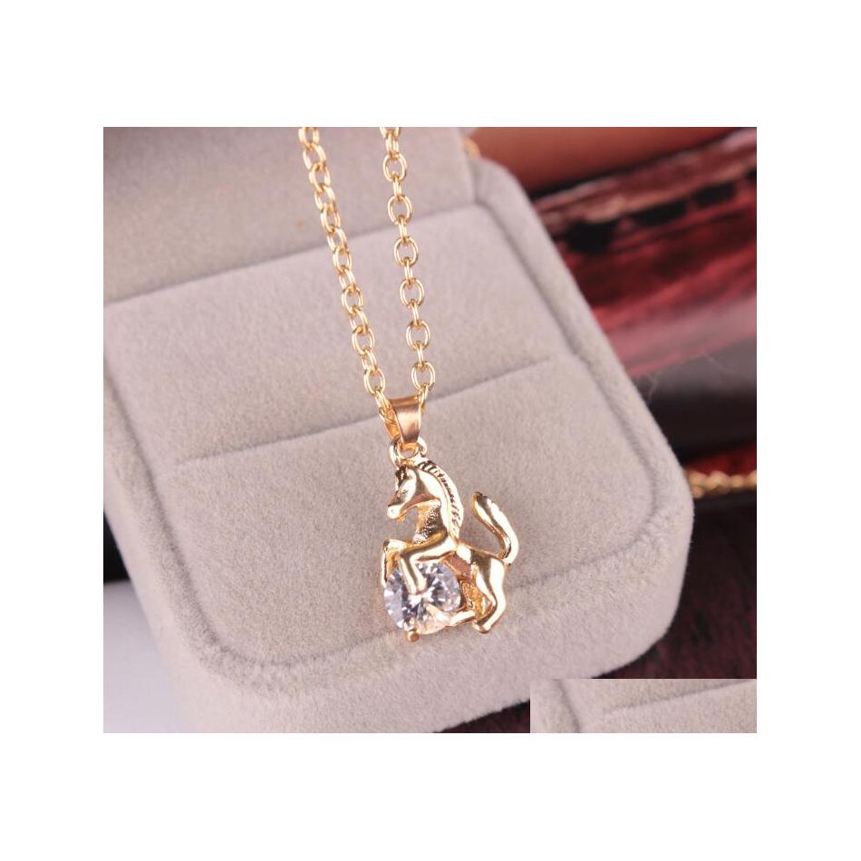 

Pendant Necklaces Pretty Necklace For Women Beautifly Tone Cool Horse Long Chain Choker Animal Zircon Drop Delivery Jewelry Pendants Dh64K