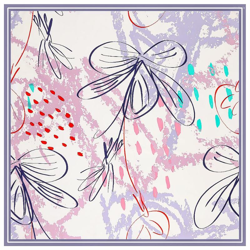 

Scarves 130cm Silk Scarf Oil Painting Butterfly Brand Square Fashion Design Women Shawl Bandana Kerchief