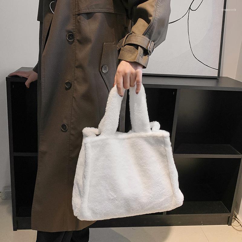 

Evening Bags Wool Plush Handbag 2023 Big Bag Female Large-capacity Commuter Winter Leisure Tote, Black