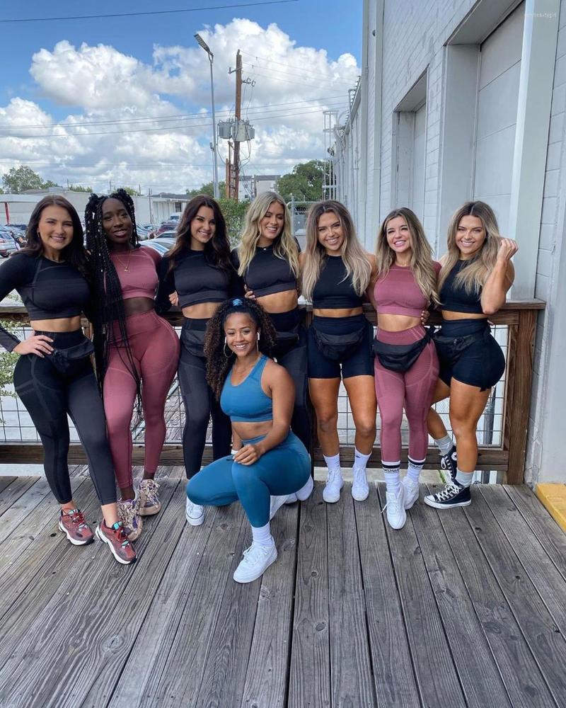 

Active Sets Women Seamless Yoga Set Fitness Sports Suits Long Sleeve Crop Top Shirts High Waist Gym Leggings 2PCS Sport Workout Clothing, Black pant