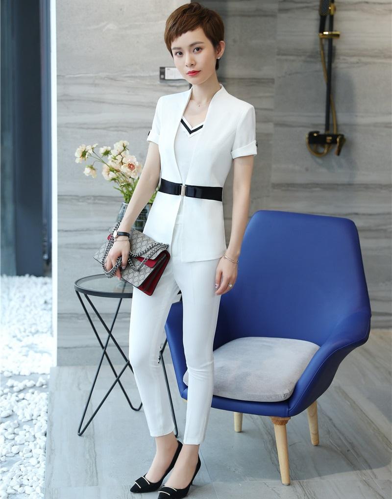 

Women' Suits & Blazers Formal Ladies Pant For Women Business Suit White Blazer And Jacket Set Work Wear Office Uniforms Style