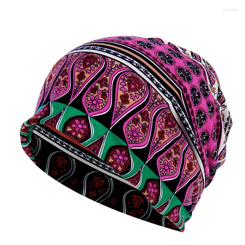 

Berets 2023 Cotton Autumn Winter Skullies Cap Beanie Hat Color Geometric Print Turban Scarf Dual Use For Men And Women 54, Black