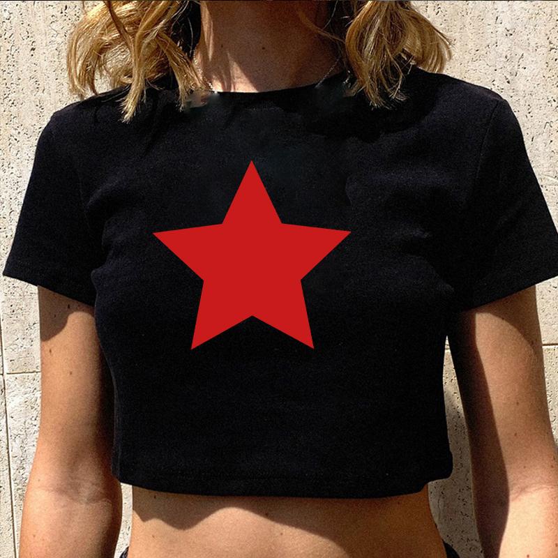 

Women' Tanks Summer Slim Y2k Clothes Sexy Women Tank Tops Crew Neck Crop Top 90s Retro Stars Printing Short Vest Harajuku Gothic Streetwear, 35405-black
