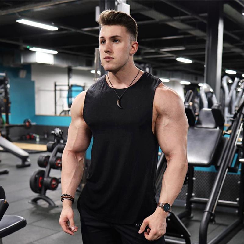 

Men's Tank Tops Brand Summer Workout Mesh Top Men Musculation Clothing Bodybuilding Singlets Sleeveless Quick Dry VestMen's Men'sMen's, Black