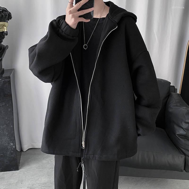 

Men's Hoodies Hong Kong Style Trend Hooded Jacket Spring Autumn Loose Sports Cardigent Sweatshirt Korean Casual Solid Color 2023, Green