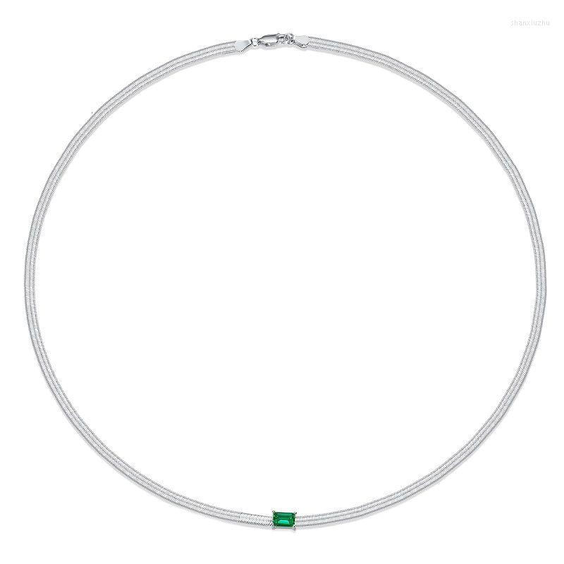 

Chains S925 Silver Glow Necklace Fashion Emerald Chain Simple Shape Geometric Charm Gift Banquet Jewelry Articles Party 2023 Trend