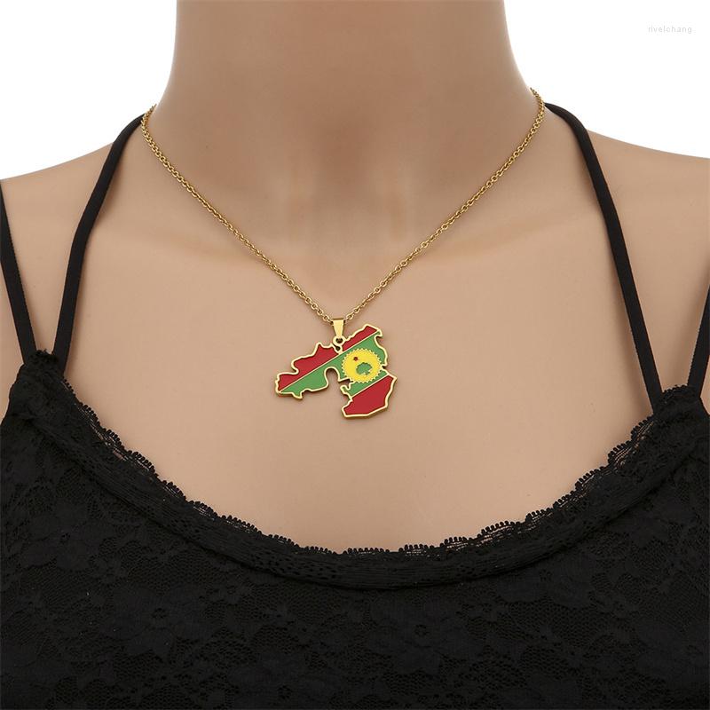 

Pendant Necklaces European And American Stainless Steel Oromia Map Necklace