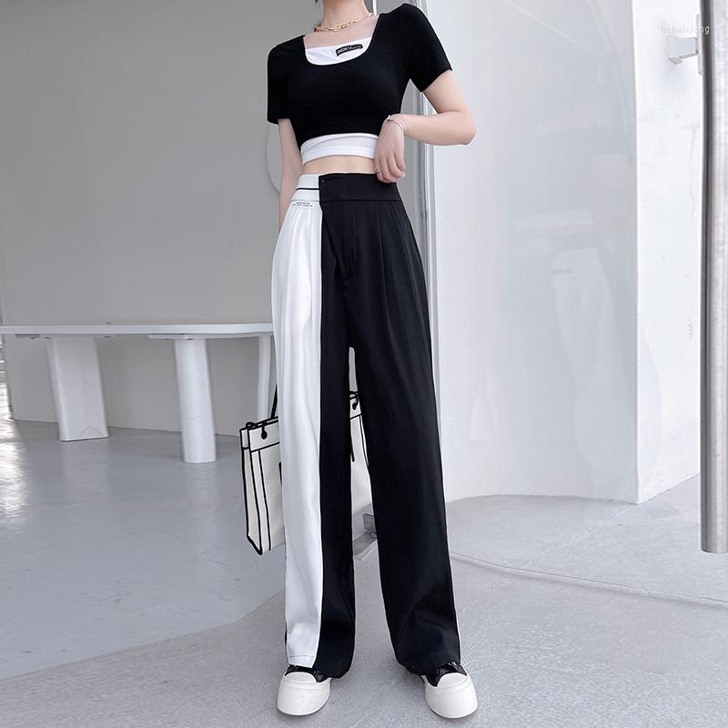 

Women' Two Piece Pants Fashion Women Sets Casual Patchwork Short Sleeve Crop Top High Waist Wide Leg Suits Lady Tracksuit Loungewear