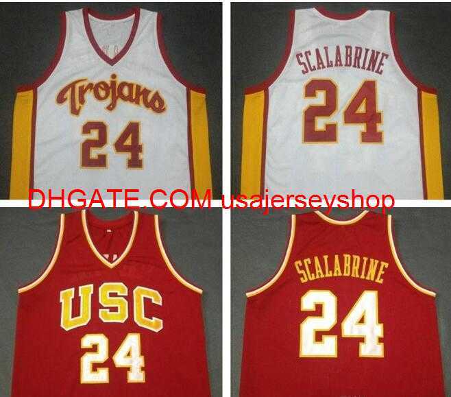 

Vintage 24 Brian Scalabrine USC Trojans College Basketball Jersey Size S-4XL 5XL custom any name number jersey, Red youth s-xl