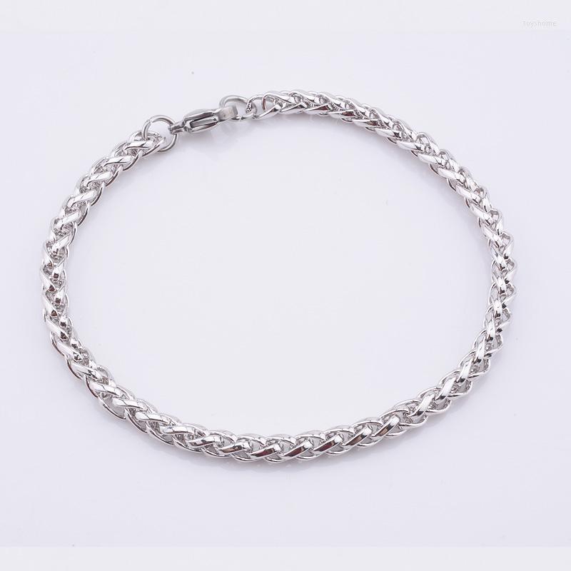 

Link Bracelets 1pcs 4mm Custom Size Mens Womens Gold Color White Wheat Chains
