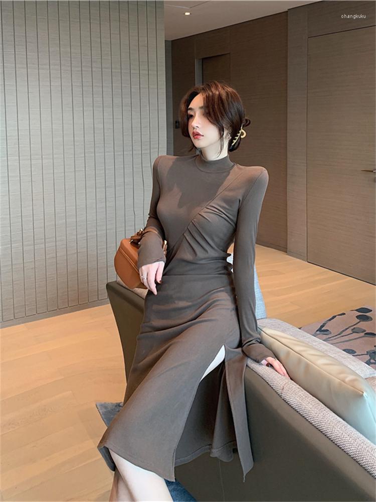 

Casual Dresses Women Dress Long Maxi Vestidos Elastic Bodycon Womens Spring Evening Female Vintage Sexy Slim Skinny Winter Balck, Black