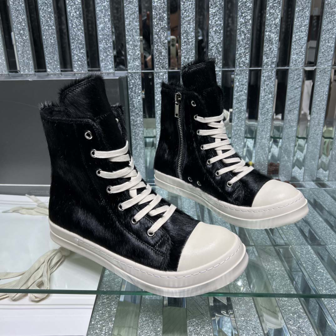 

Designer Boots For Men Women Rick Fashion Genuine Leather And Horsehair Booties Classic Lace Up Winter Oweas Sneaker Trainers Shoes 35-47, Black