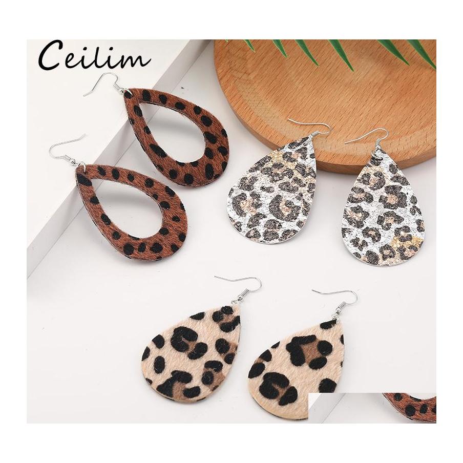 

Charm Fashion Leopard Print Leather Earrings Faux Horse Fur Hollow Out Teardrop Double Side Dangle For Women Jewelry Drop Delivery Otkbd