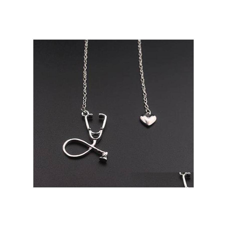 

Pendant Necklaces Stethoscope Nurse Chains Doctoral Creative Heart Love Necklace Drop Delivery Jewelry Pendants Dhaf4